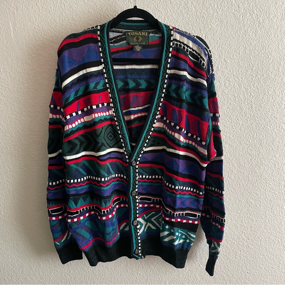 Vintage Tosani Colorful 3D Knit Sweater Cardigan